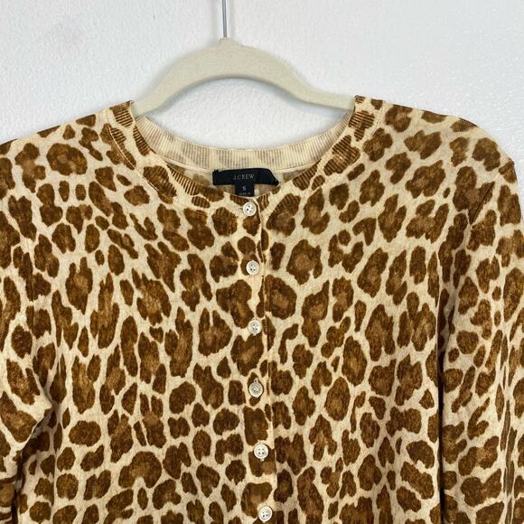 J. crew Leopard Print 100% Merino Wool Button-Down Cardigan Sweater - Picture 6 of 10